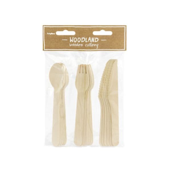 Posate in Legno Biodegradabili - 6 Forchette, 6 Coltelli, 6 Cucchiai
