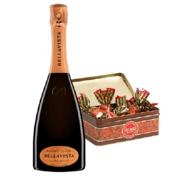 Kit Natalizio - Franciacorta DOCG Grande Cuvée Alma Brut e Cioccolatini al Rhum Venchi (200 g)