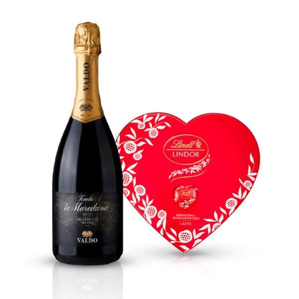 Kit Amore - Prosecco Treviso DOC e Lindt Scatola Cuori Latte (96 g)
