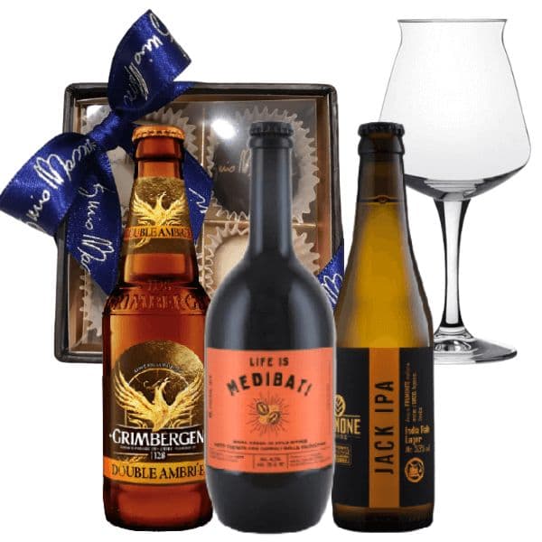 Kit Festa del Papà - 3 Birre Assortite, Praline del Maestro Iginio Massari, Calice da Birra di Vetro e  Gift a sorpresa