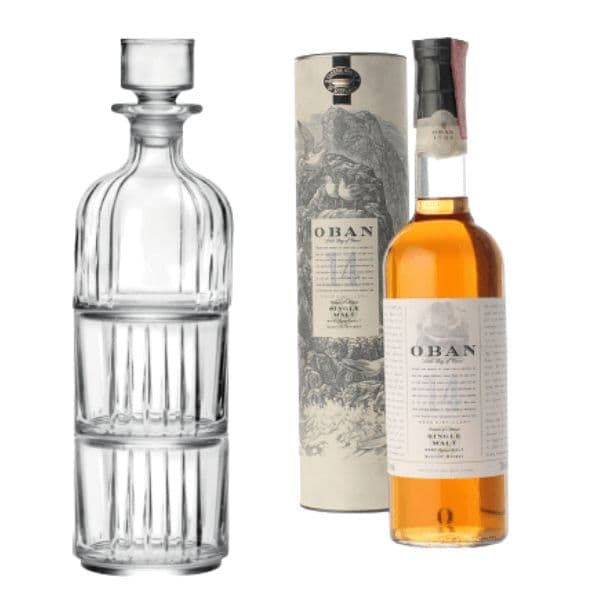 Kit Combo - Oban Single Malt Scotch Whisky 14 Years Old (70 cl), 1 Bottiglia in Vetro e 2 Bicchieri