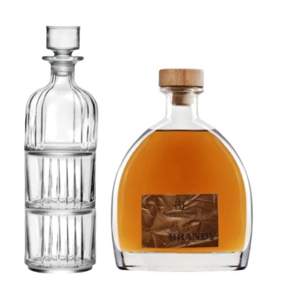 Kit Combo - Brandy Riserva (50 cl), 1 Bottiglia di vetro e 2 Bicchieri