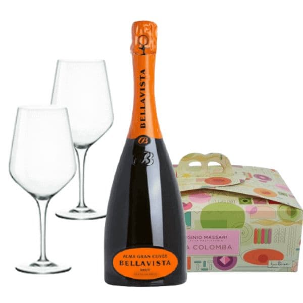 Kit Pasquale - Franciacorta DOCG, Colomba Classica e 2 Calici 