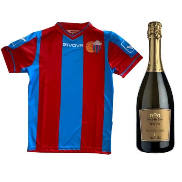 Kit Calcio Catania - Prima Maglia Stagione 18/19 e Spumante Etna Bianco Brut 