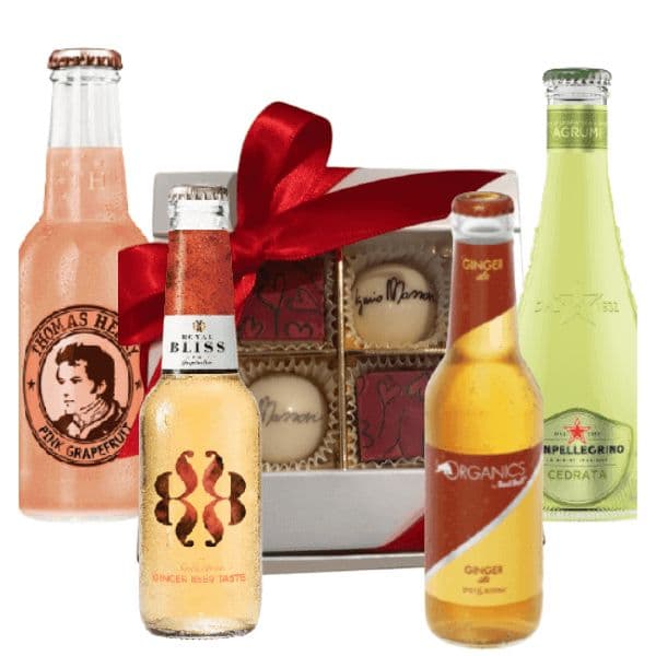Kit Festa Della Mamma - Cedrata, Soda Grapefruit, Ginger Beer, Ginger Ale, Praline Assortite e Fiori Freschi