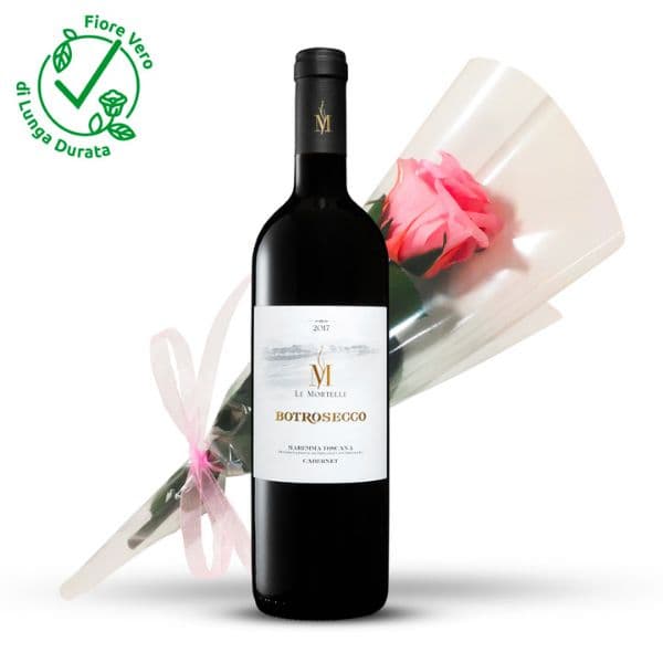 Cabernet Maremma Toscana DOC Botrosecco con una Rosa Rosa