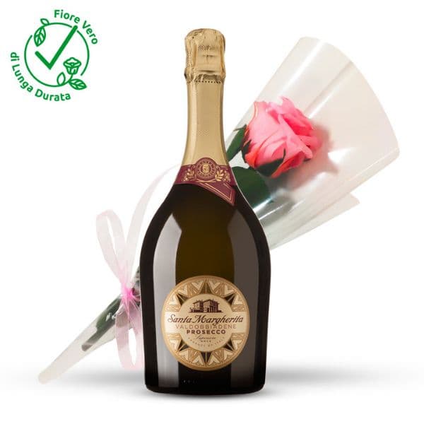 Valdobbiadene Prosecco con una Rosa Rosa