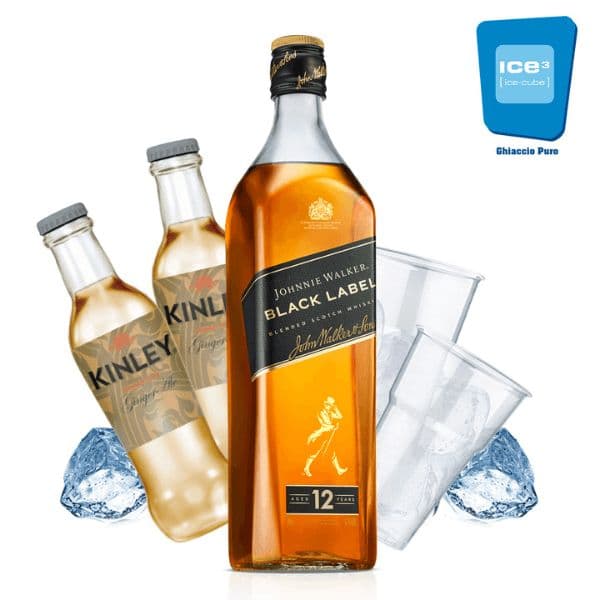 Johnnie Walker "Black Label" 12 anni (70 cl) & Ginger cocktail Kit - per 10 persone