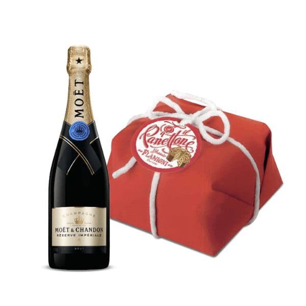 Champagne AOC Réserve Impériale Brut + Panettone Glassato Flamigni Incarto Rosso (750 g)