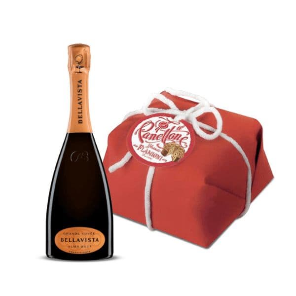 Franciacorta DOCG Grande Cuvée Alma Brut + Panettone Glassato Flamigni Incartato Rosso (750 g)