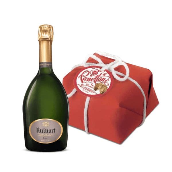Champagne AOC R de Ruinart Brut + Panettone Glassato Flamigni Incartato Rosso (750 g)