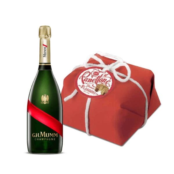Champagne AOC Grand Cordon Brut + Panettone Glassato Flamigni Incartato Rosso (750 g)