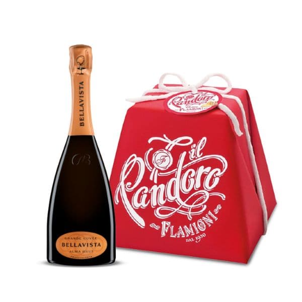 Franciacorta DOCG Grande Cuvée Alma Brut + Pandoro Classico Flamigni Incarto Rosso (750 g)