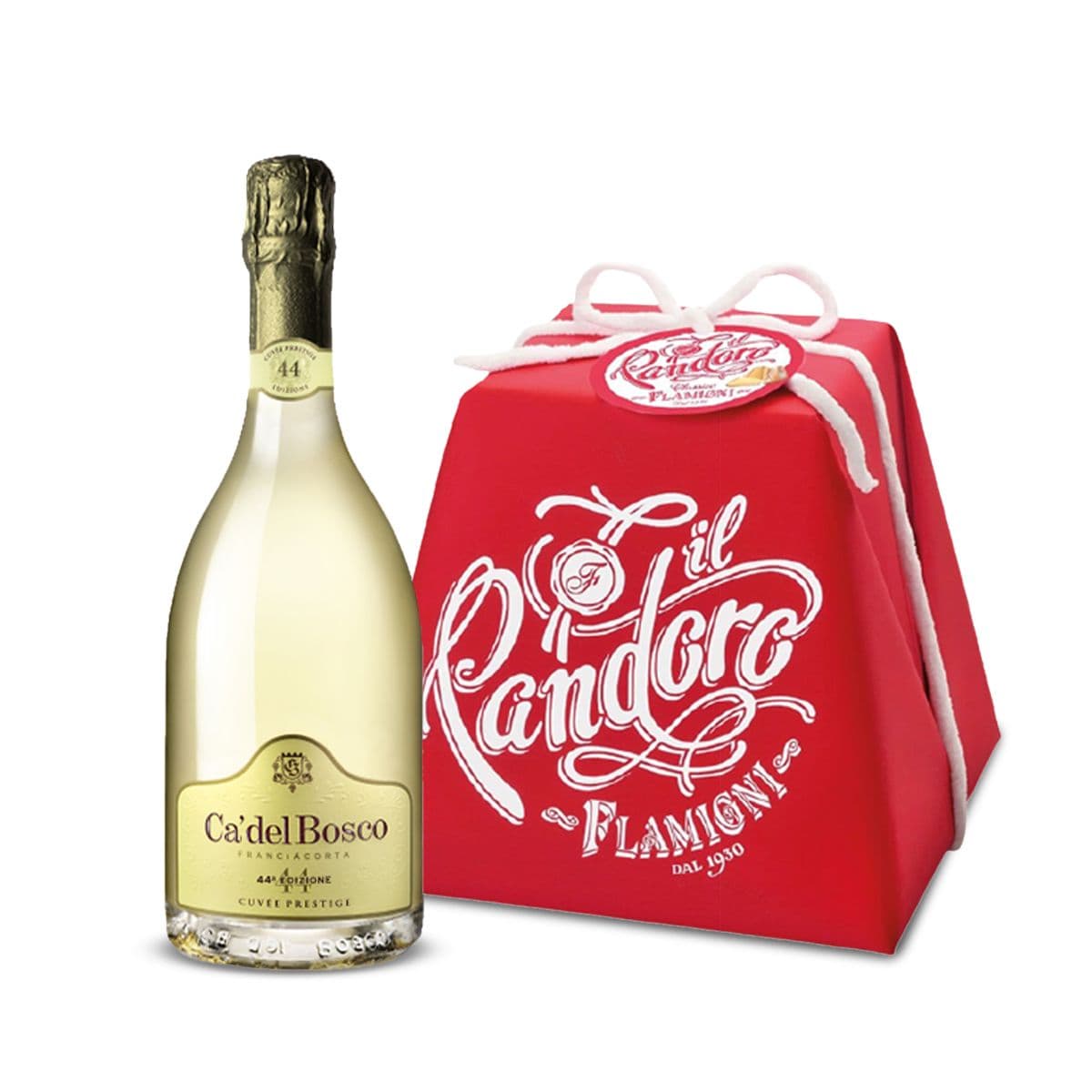 Franciacorta DOCG Cuvée Prestige Edizione 44 + Pandoro Classico Flamigni Incarto Rosso (750 g)