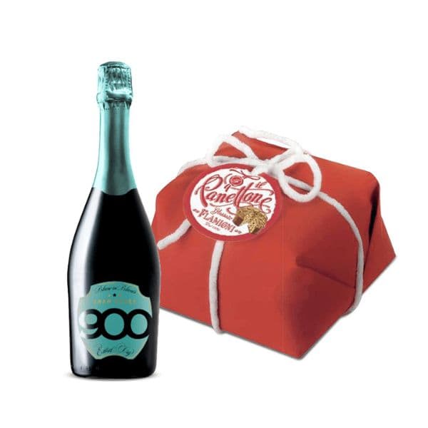 Gran Cuvée Blanc de Blancs Extra Dry + Panettone Glassato Flamigni Incarto Rosso (750 g)