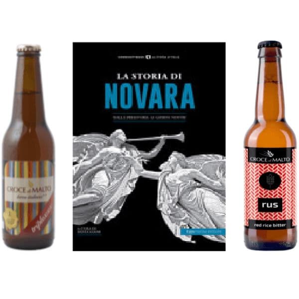 Birra Rus Croce di Malto + Birra Triplexxx Croce di Malto + Libro La storia di Novara. Dalla preistoria ai giorni nostri.