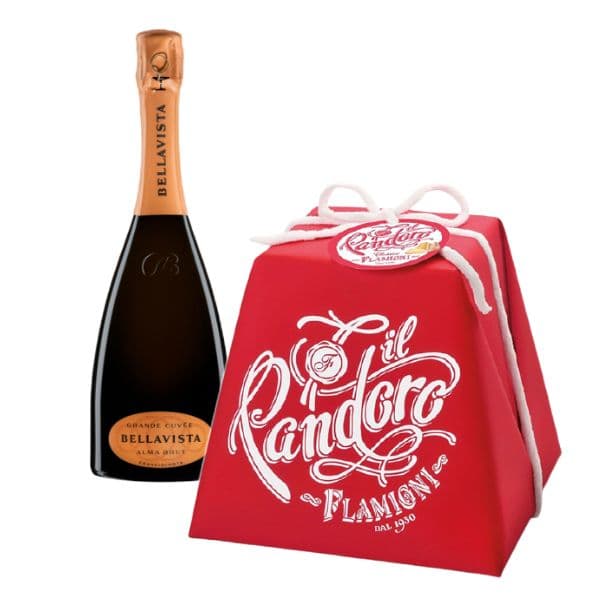 Franciacorta DOCG Grande Cuvée Alma Brut + Pandoro Classico Flamigni Incarto Rosso (750 g)