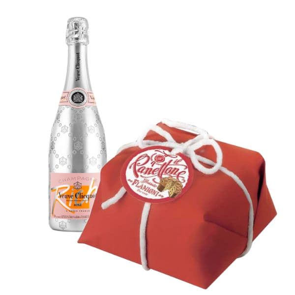 Champagne AOC Doux Rich Rosé + Panettone Glassato Incartato Rosso (750 g)