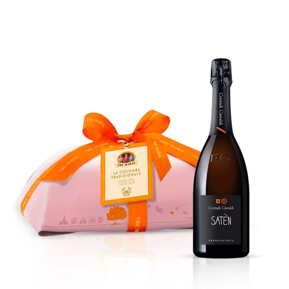 Kit Pasquale - Franciacorta DOCG Satén 2017 + La Colomba Tradizionale Tre Marie incartata a mano (1 kg)