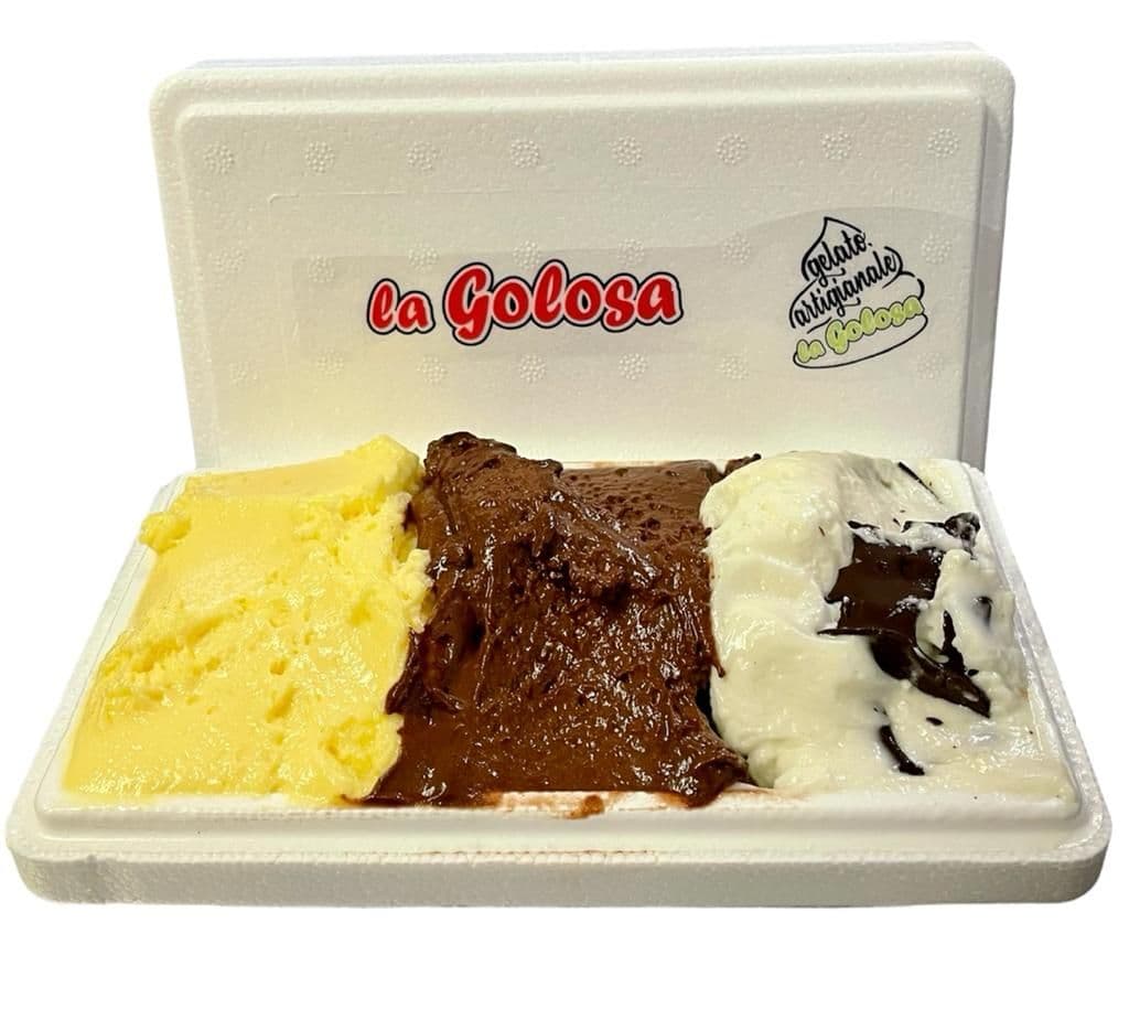 Gelato artigianale - Gelato crema , cioccolato e stracciatella (vaschetta da 500 gr)