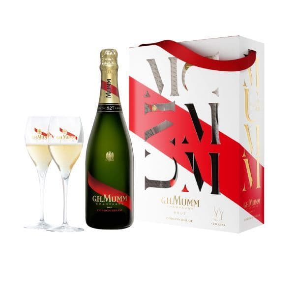 Champagne AOC Cordon Brut con 2 Flûtes