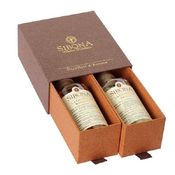 Cofanetto Sibona Grappa di Barbera + Grappa di Arneis