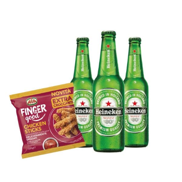 3 Heineken Lager + Chicken Sticks AIA