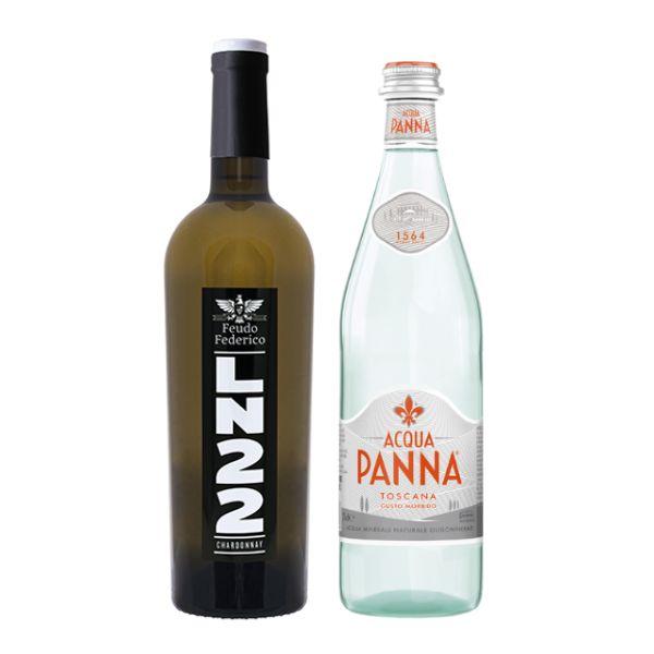 Chardonnay Terre Siciliane IGT LN22 con Acqua Panna