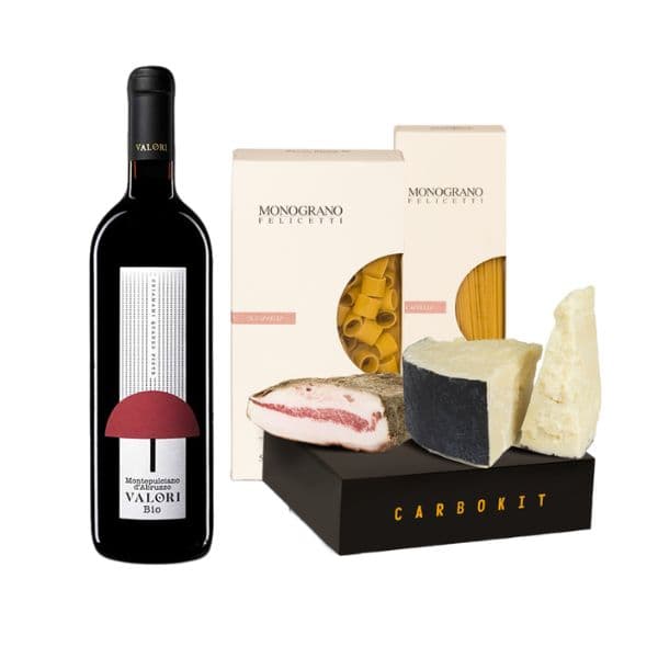 Kit per Carbonara con Spaghetti Monograno Felicetti (500 g) + Montepulciano d'Abruzzo DOC Bio