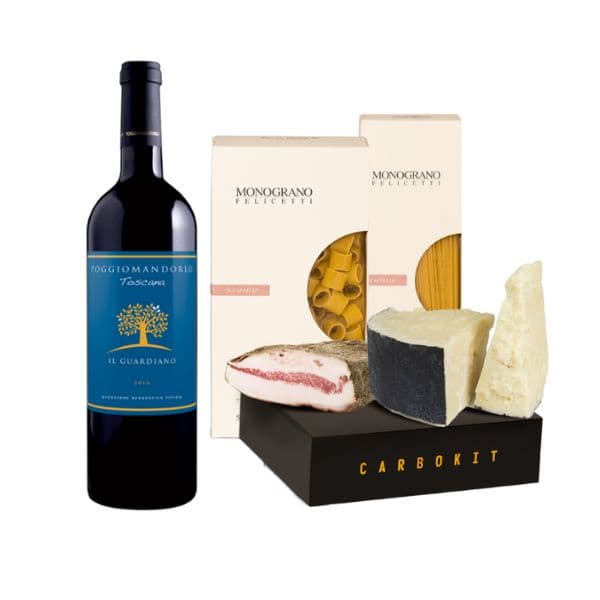 Kit per Carbonara con Pasta Massimo Zero Gluten Free (400 g) + Toscana IGT Rosso Il Guardiano 2019