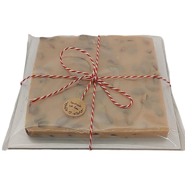 Torrone Artigianale Cioccolato Bianco Valrhona, Mandorle e Pistacchi (300 gr)