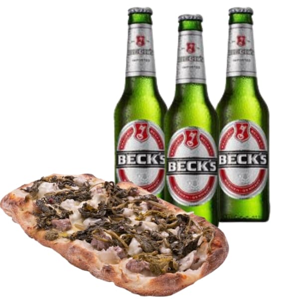 Pizza Friarielli con 3 Beck's Original Pils (33 cl)
