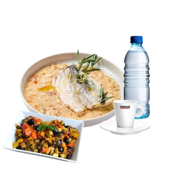 Menù Secondo e Contorno - Filetto di branzino e Caponatina di verdure fresche