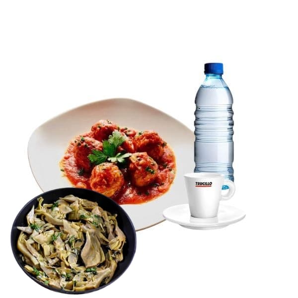 Menù Secondo e Contorno - Polpette di bovino al pomodoro e Carciofi in tecia