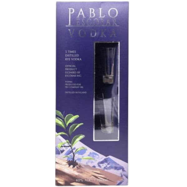 Pablo Escobar Vodka Confezione Regalo con 2 Bicchierini (70 cl)