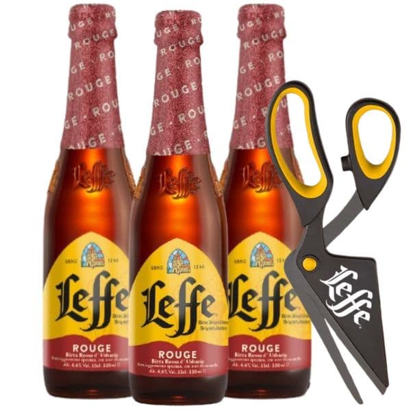 Leffe Rouge Belgian Ale (33 cl) 3 pezzi con Forbice per pizza in Omaggio