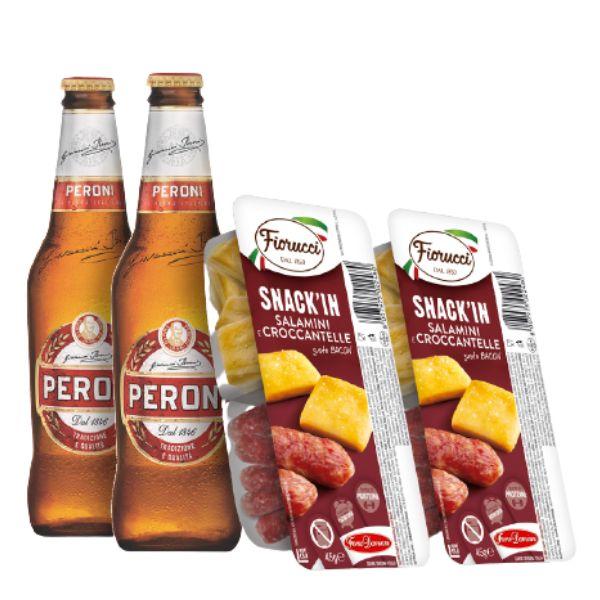 Kit Aperitivo - Peroni e Snack'In Combo Salamini e Croccantelle Gusto Bacon (45 g)