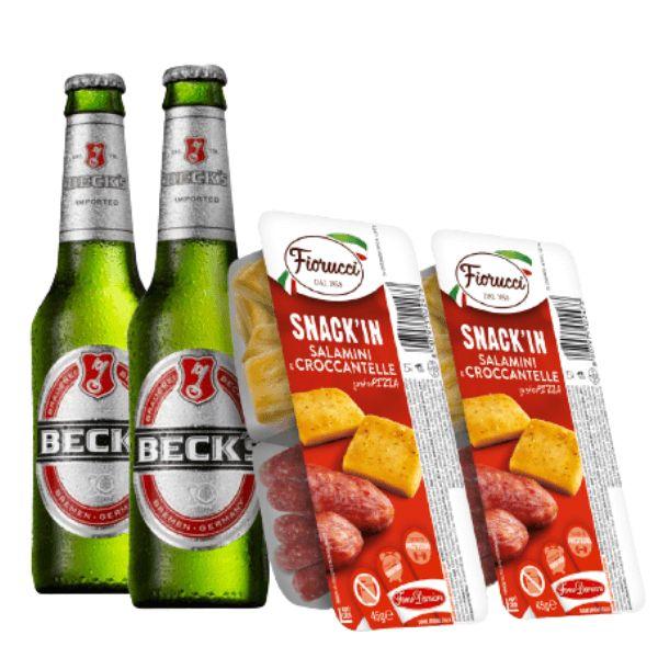 Kit Aperitivo - Beck's e Snack'In Combo Salamini e Croccantelle Gusto Pizza (45 g)