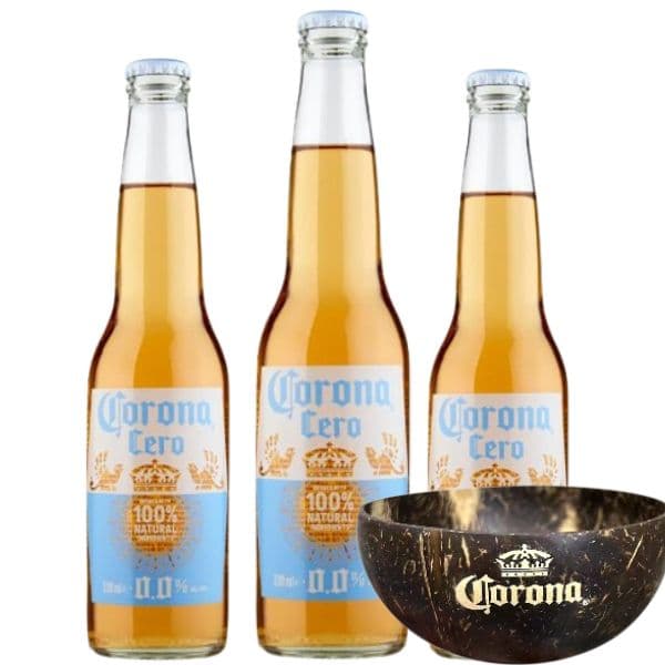 Corona Cero 0.0 (33cl) 3 Pezzi con Ciotola in Cocco in Omaggio