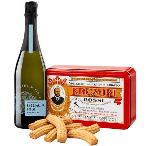Biscotti Krumiri Rossi (300 g) e Asti DOCG Spumante Dolce Collezione Luigi Bosca