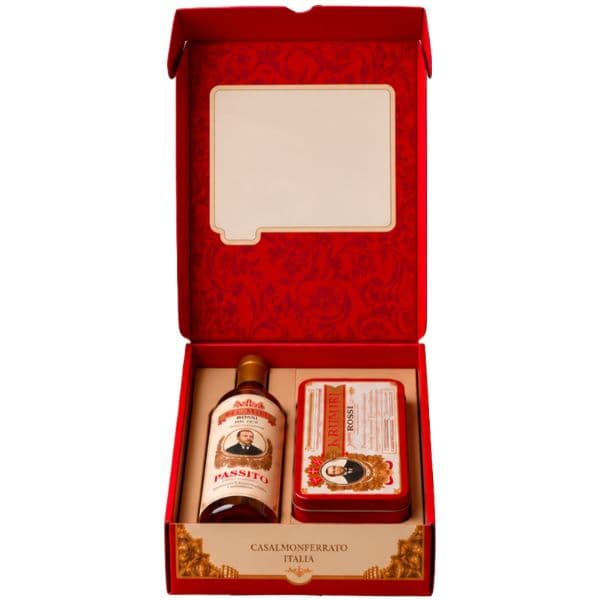 Cofanetto Biscotti Krumiri Rossi 300g e Passito 500 ml